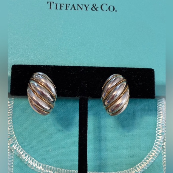 Tiffany & Co. Gold Rope and Sterling Silver Swirl Clip-On Earrings - Picture 8 of 9
